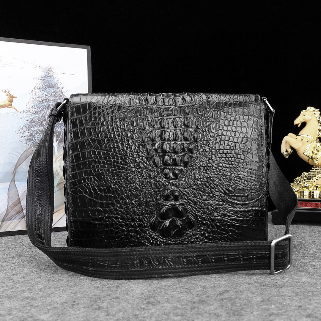 Genuine Crocodile Leather Postal Messenger Bag-3