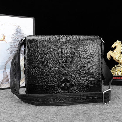 Genuine Crocodile Leather Postal Messenger Bag-3