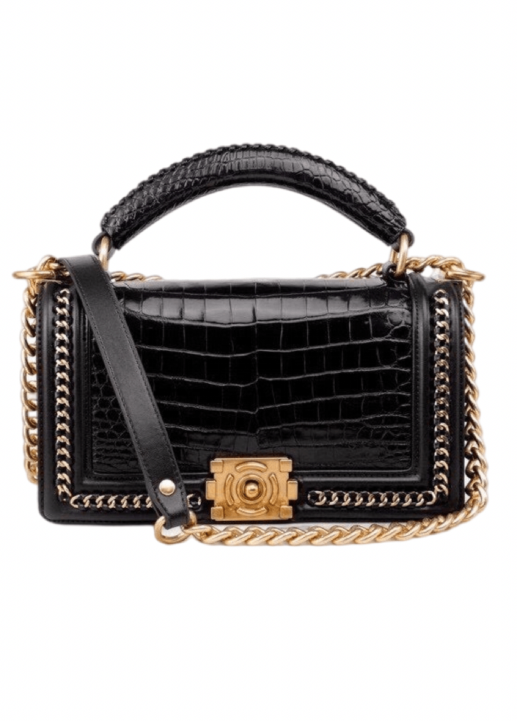 Genuine Crocodile Leather Top Handle Cross Body Flap Chain Bag-0