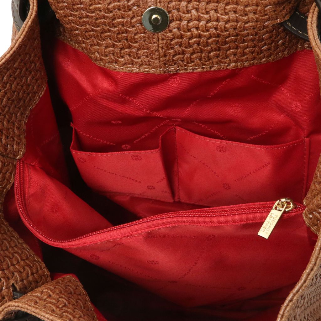 TL KeyLuck - حقيبة تسوق جلدية منسوجة مطبوعة
