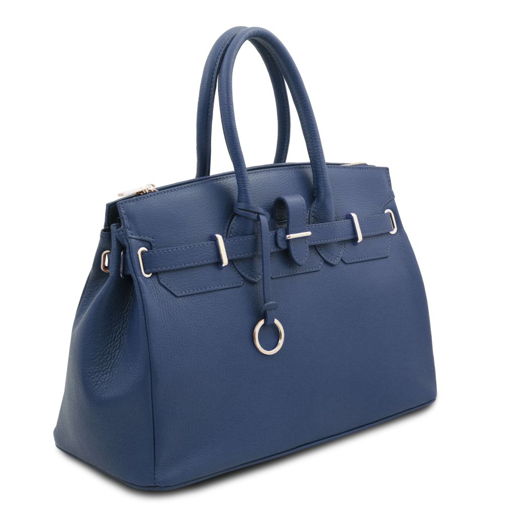 حقيبة TL - حقيبة يد جلدية مع أجزاء معدنية ذهبية